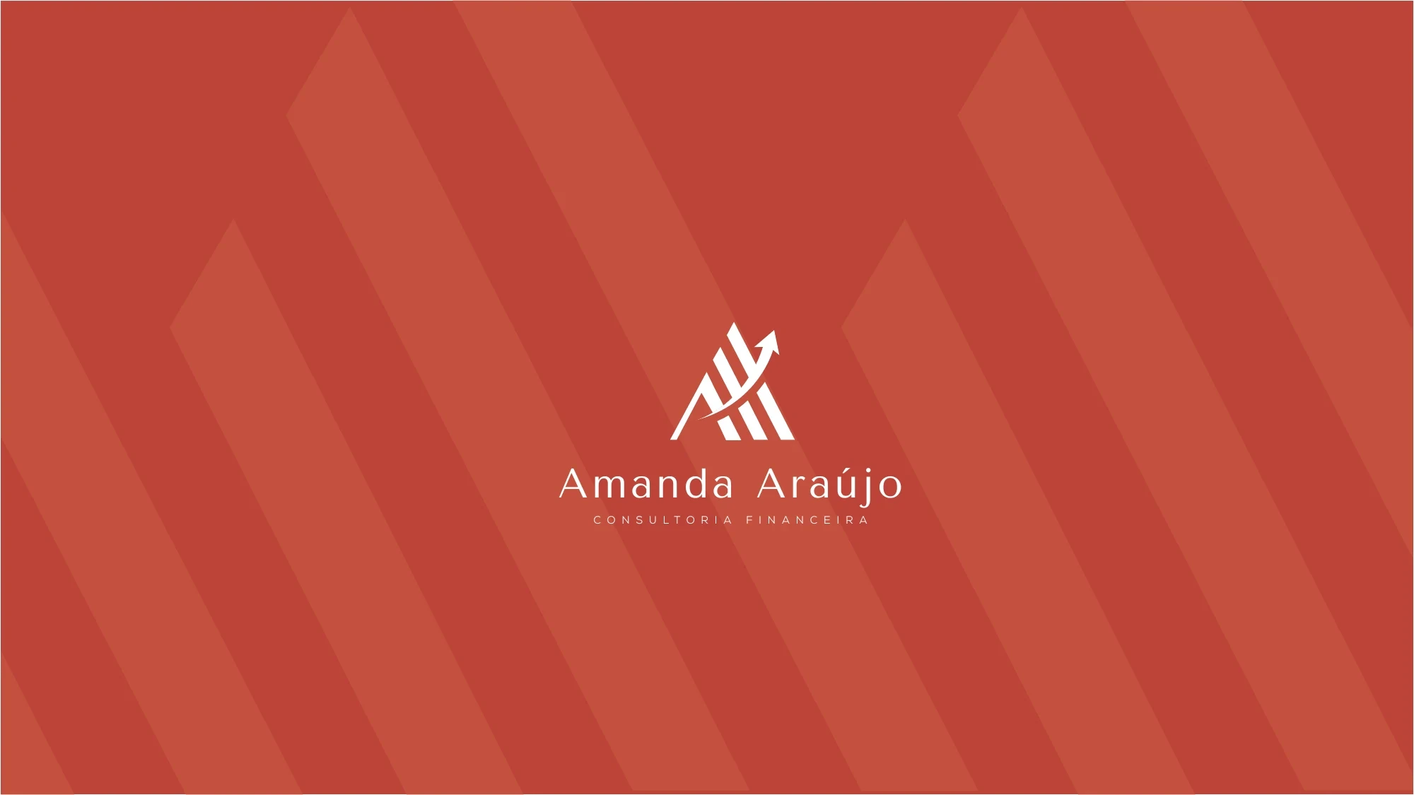 Identidade Amanda Araújo, consultoria financeira, sobre fundo terracota