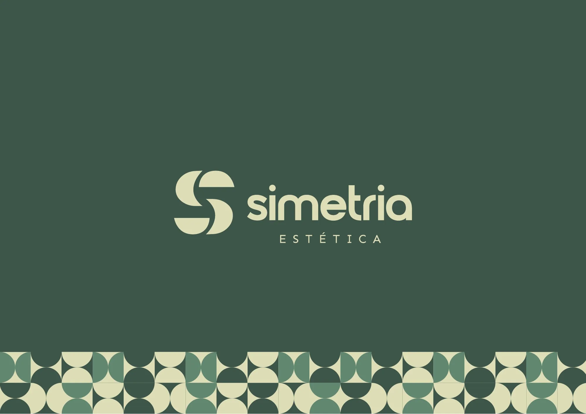 Identidade Simetria Estética em verde fosco, milho fosco e branco oliva