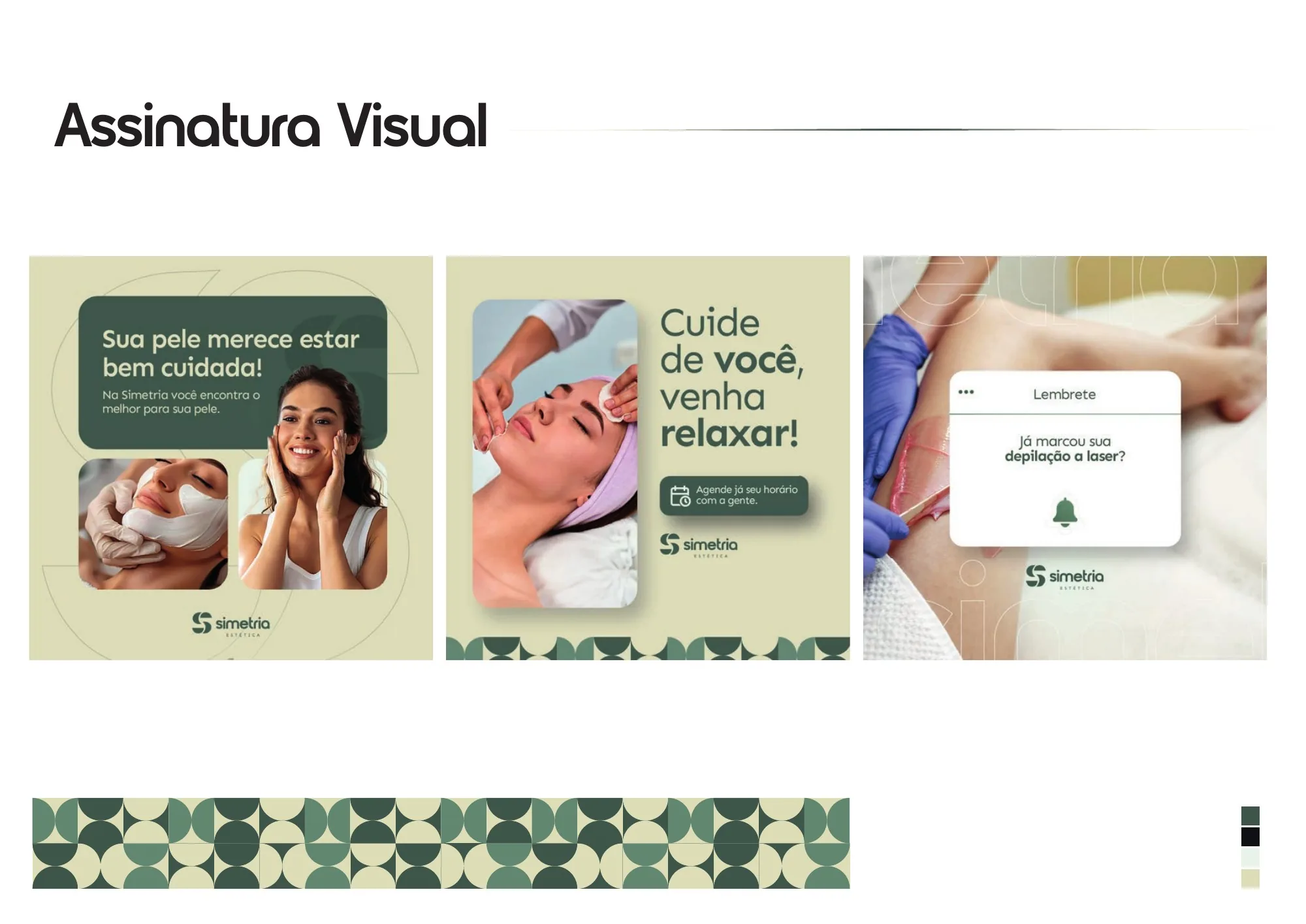 Peças digitais e padrão modular da identidade Simetria